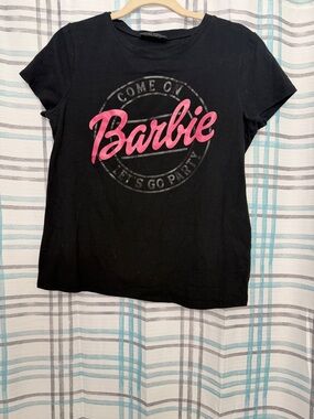 Barbie Black Short Sleeve Tee with Pink Logo
